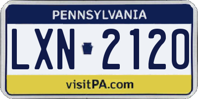 PA license plate LXN2120
