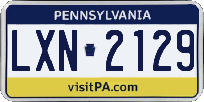 PA license plate LXN2129