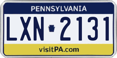 PA license plate LXN2131