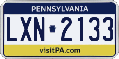 PA license plate LXN2133