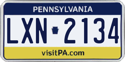 PA license plate LXN2134