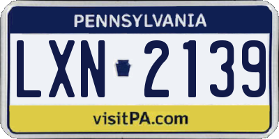 PA license plate LXN2139