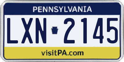 PA license plate LXN2145