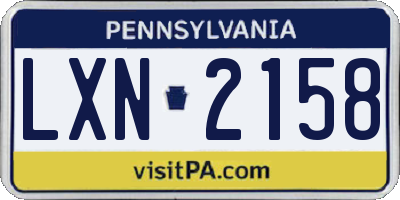 PA license plate LXN2158