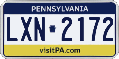 PA license plate LXN2172