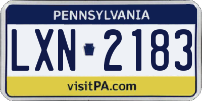PA license plate LXN2183