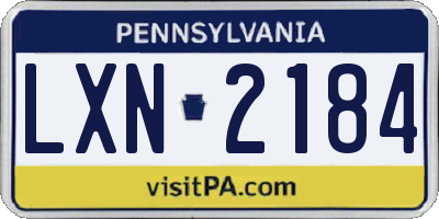 PA license plate LXN2184