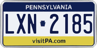 PA license plate LXN2185