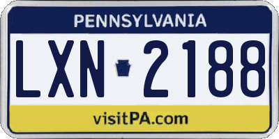 PA license plate LXN2188