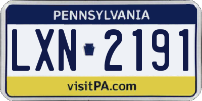 PA license plate LXN2191