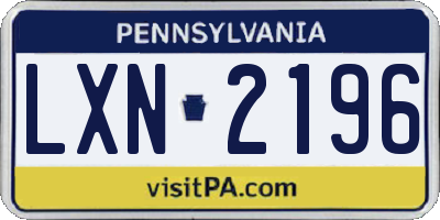 PA license plate LXN2196