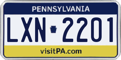 PA license plate LXN2201