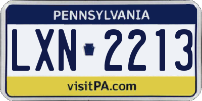 PA license plate LXN2213