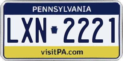 PA license plate LXN2221