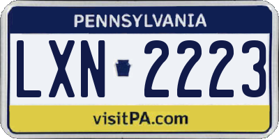 PA license plate LXN2223