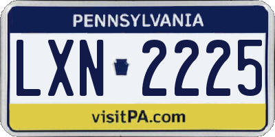 PA license plate LXN2225