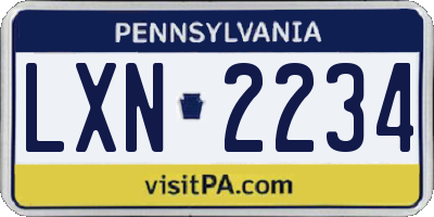 PA license plate LXN2234