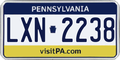PA license plate LXN2238