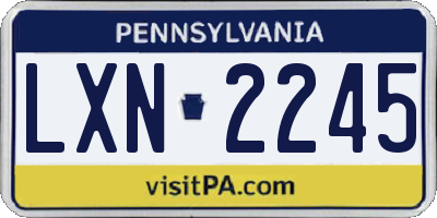 PA license plate LXN2245