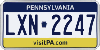 PA license plate LXN2247
