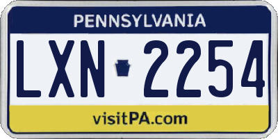 PA license plate LXN2254