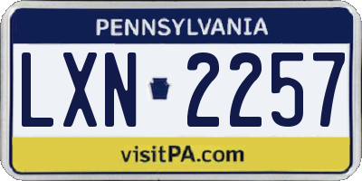 PA license plate LXN2257
