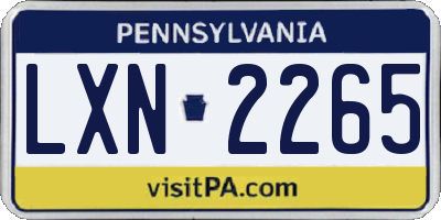 PA license plate LXN2265