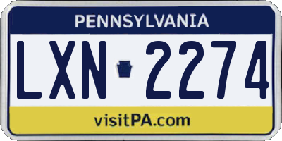 PA license plate LXN2274