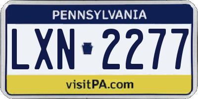 PA license plate LXN2277