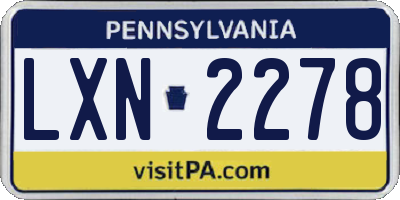 PA license plate LXN2278