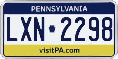 PA license plate LXN2298