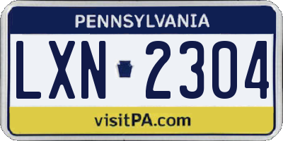 PA license plate LXN2304