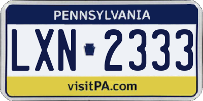 PA license plate LXN2333