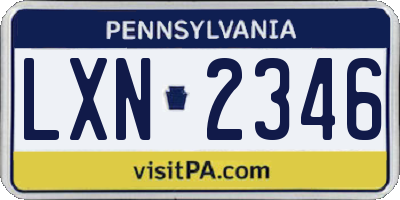 PA license plate LXN2346