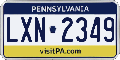 PA license plate LXN2349