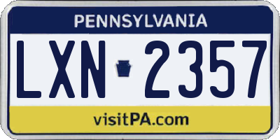 PA license plate LXN2357