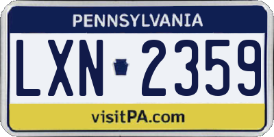 PA license plate LXN2359
