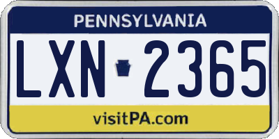 PA license plate LXN2365