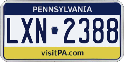 PA license plate LXN2388