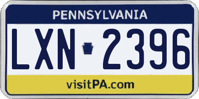 PA license plate LXN2396