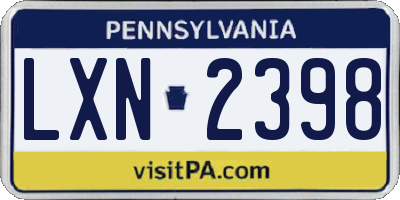 PA license plate LXN2398