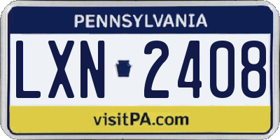 PA license plate LXN2408