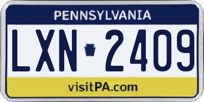 PA license plate LXN2409
