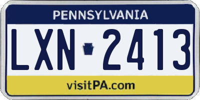 PA license plate LXN2413