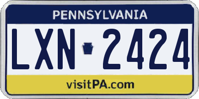 PA license plate LXN2424