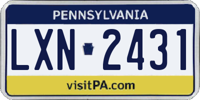 PA license plate LXN2431