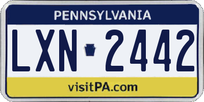 PA license plate LXN2442