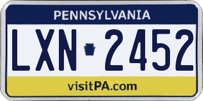 PA license plate LXN2452