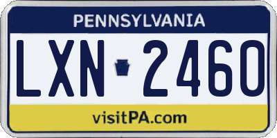 PA license plate LXN2460