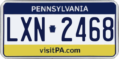 PA license plate LXN2468